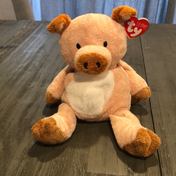 2002 TY Pluffies Tylux Plush Corkscrew the pig NWT - Picture 1 of 5